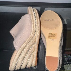 Charles David Beige Espadrille Mules
